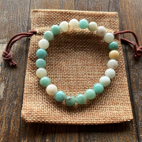 Brand New Amazonite Adjustable Bracelet Amazonite Crystal Pisces Birthstone - Picture 3 of 3